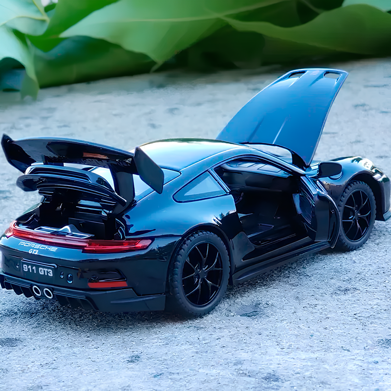 Miniatura Porsche 911 GT3 Preta em Metal 1:18