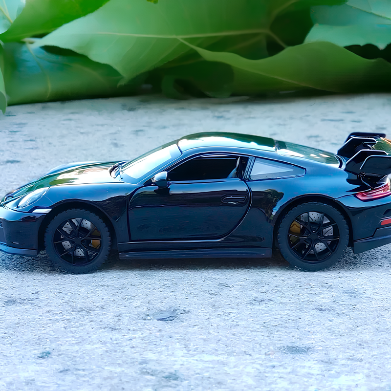 Miniatura Porsche 911 GT3 Preta em Metal 1:18