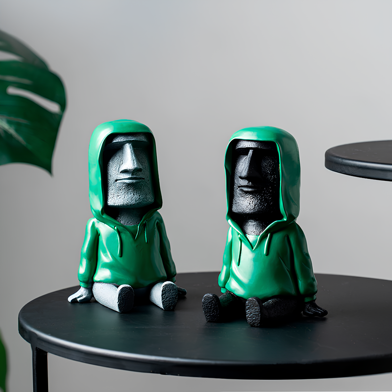 Escultura Moai Hoodie em Resina