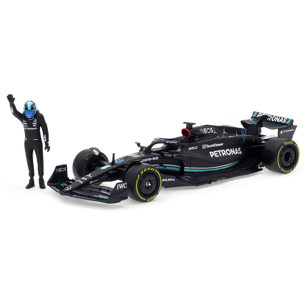 Miniatura Fórmula 1 Mercedes-AMG F1 W14 1:18 + Figura Piloto George Russel #63