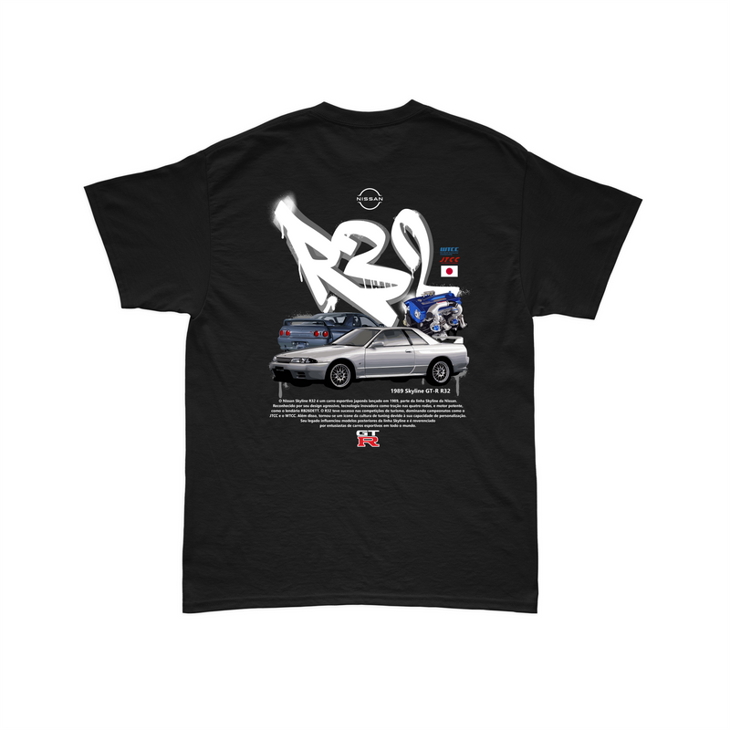 Camiseta Nissan Skyline GT-R R32 V4 Preta