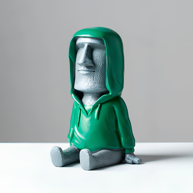 Escultura Moai Hoodie em Resina