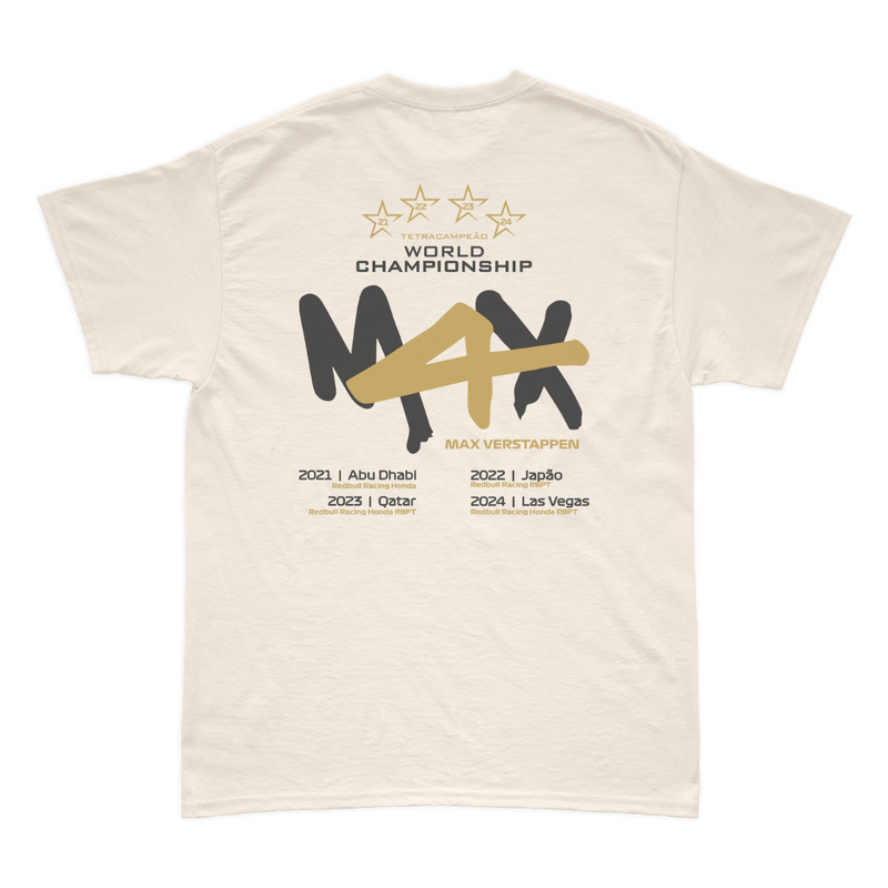 Camiseta Max Verstappen Campeão Mundial 2024 Off White