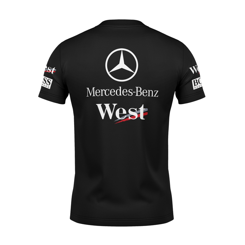 Camiseta DryFit Mclaren West Mercedes Retrô Preta