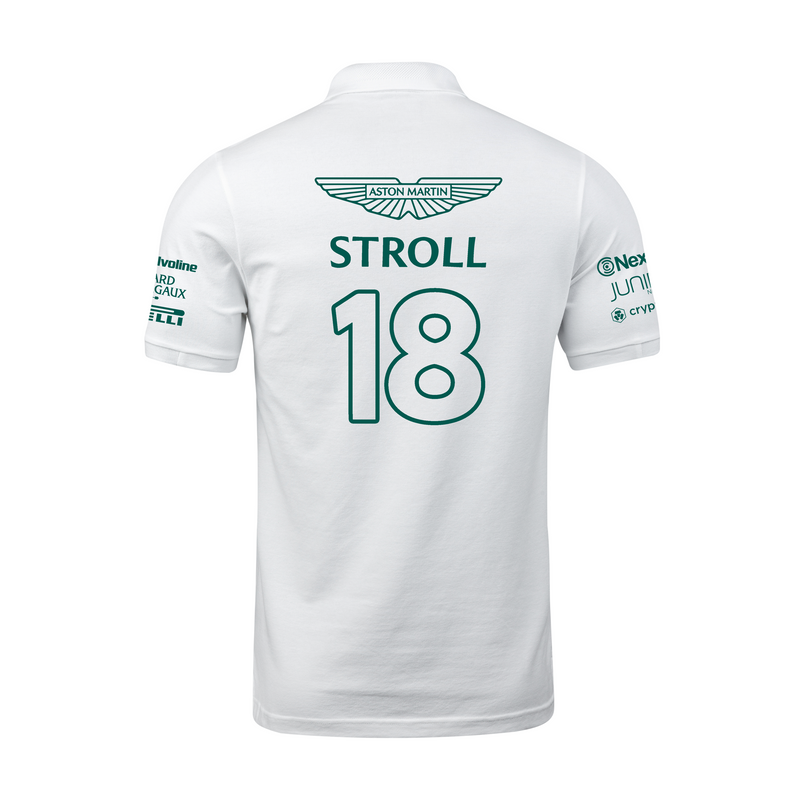 Camisa Polo Lance Stroll Aston Martin 2024 Branca