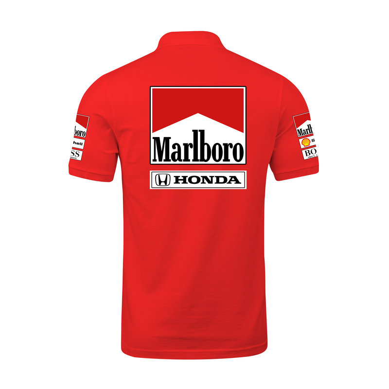 Camisa Polo Mclaren Marlboro Retrô Anos 90 Vermelha