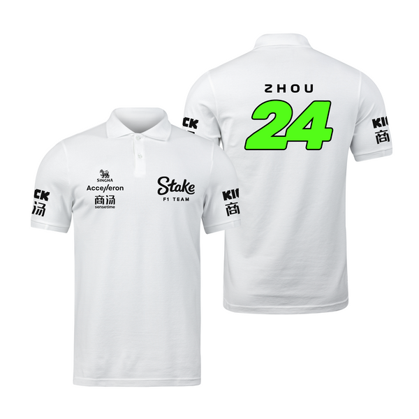 Camisa Polo Zhou Stake Sauber 2024 Branca