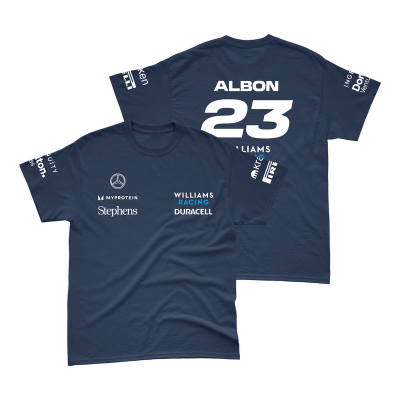 Camiseta Algodão Alex Albon Williams 2024 Azul Marinho