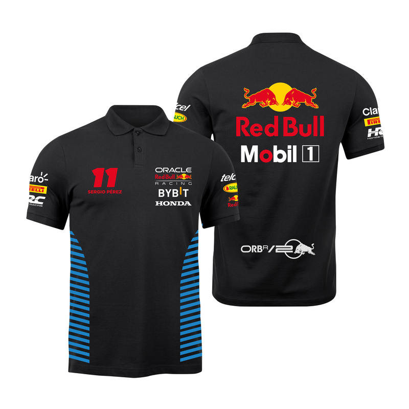 Camisa Polo Sergio Perez Red Bull Racing 2024 Preta