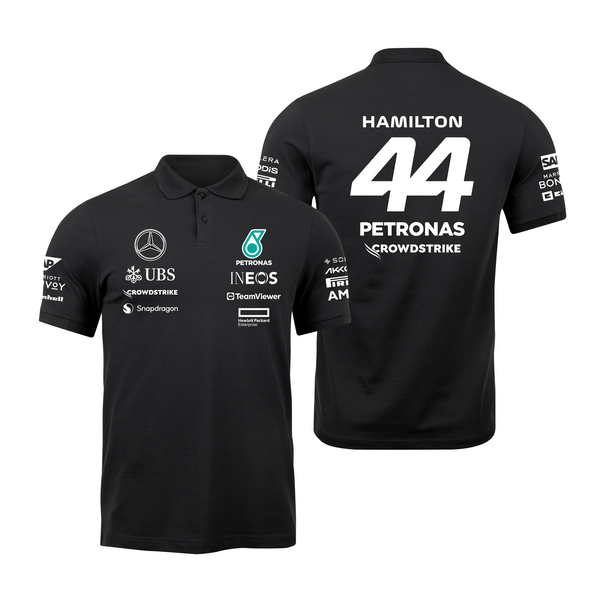 Camisa Polo Lewis Hamilton Mercedes 2024 Preta