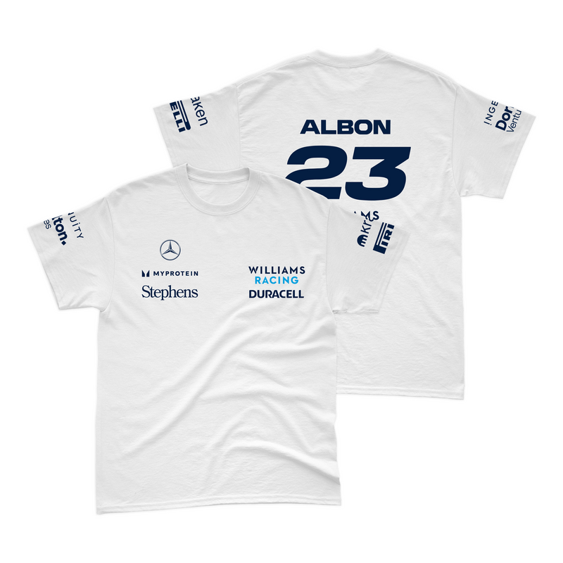 Camiseta Algodão Alex Albon Williams 2024 Branca