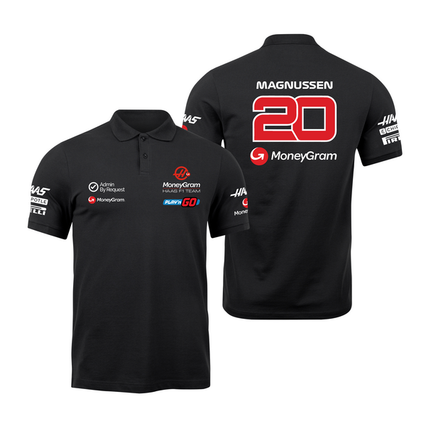 Camisa Polo Kevin Magnussen Haas F1 2024 Preta