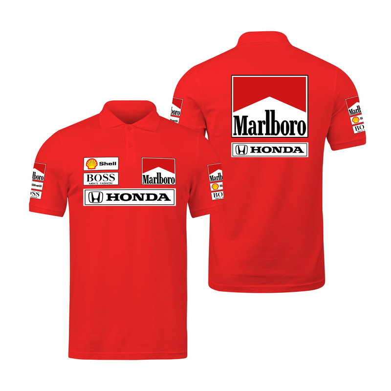 Camisa Polo Mclaren Marlboro Retrô Anos 90 Vermelha