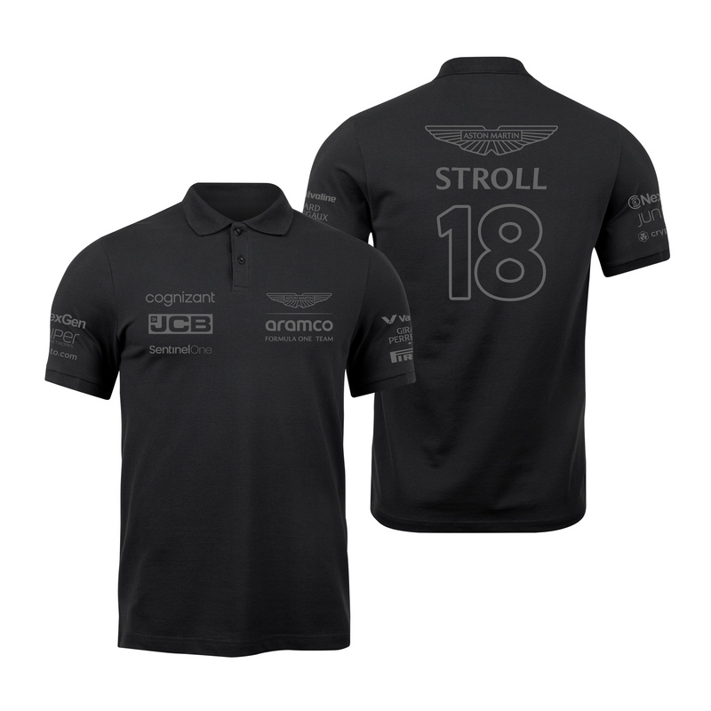 Camisa Polo Lance Stroll Aston Martin 2024 All Black