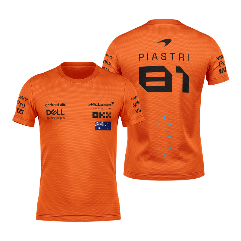 Camiseta DryFit Oscar Piastri McLaren 2024 Laranja