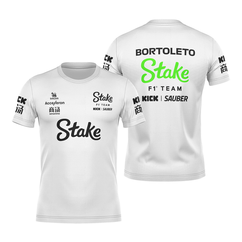 Camiseta DryFit Gabriel Bortoleto Stake Sauber 2024 Branca SN