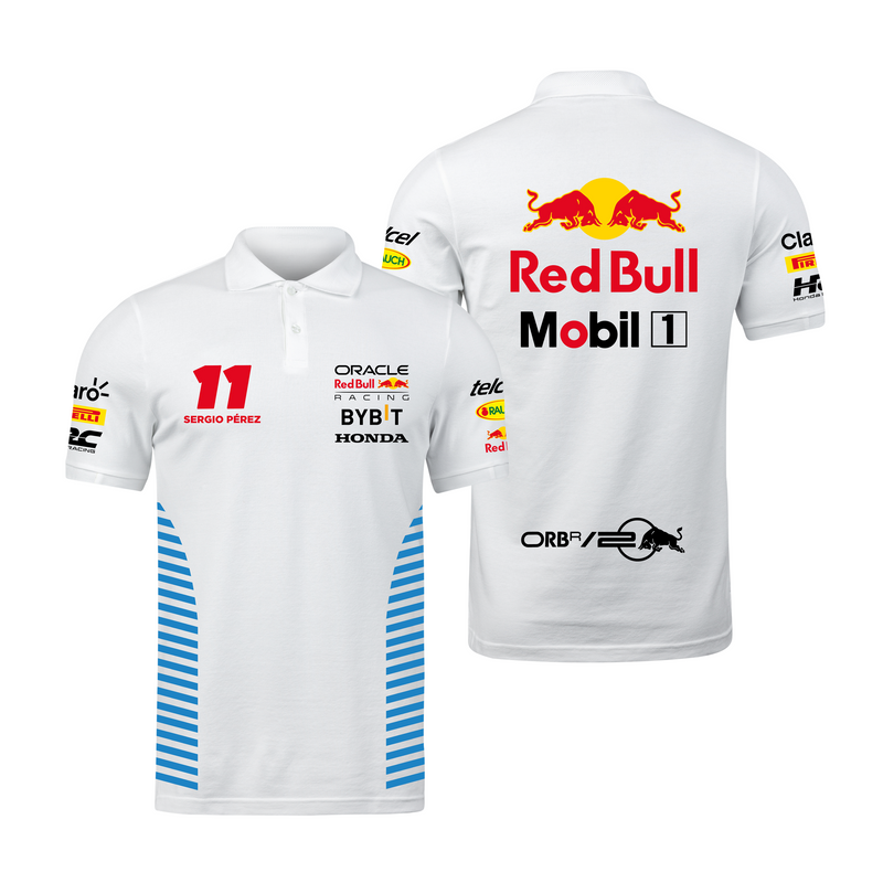 Camisa Polo Sergio Perez Red Bull Racing 2024 Branca