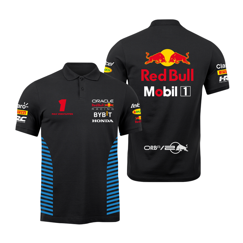 Camisa Polo Max Verstappen Red Bull Racing 2024 Preta