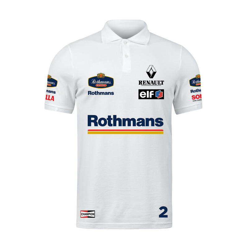 Camisa Polo Wlliams Retrô Rothmans Racing Branco