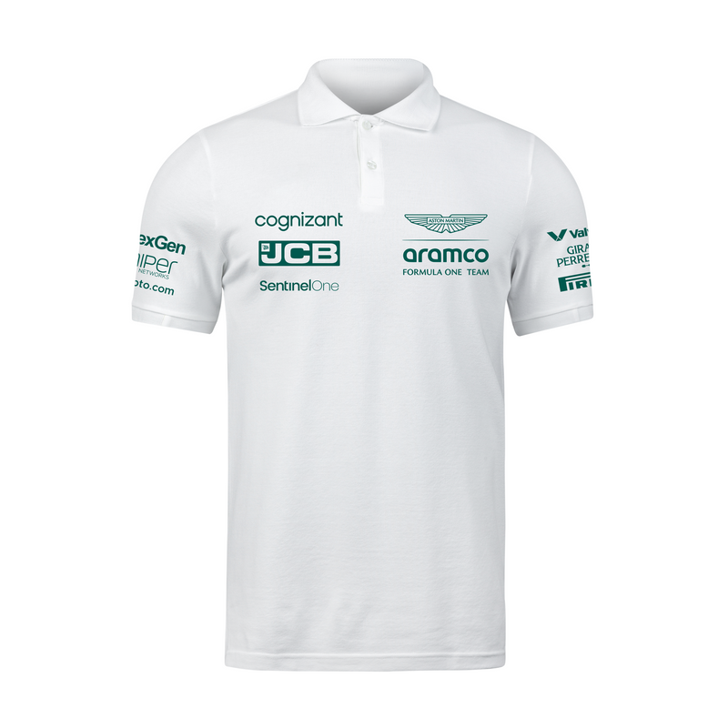 Camisa Polo Lance Stroll Aston Martin 2024 Branca