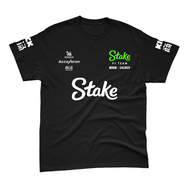 Camiseta Gabriel Bortoleto Stake Sauber 2024 Preta 100% Algodão SN