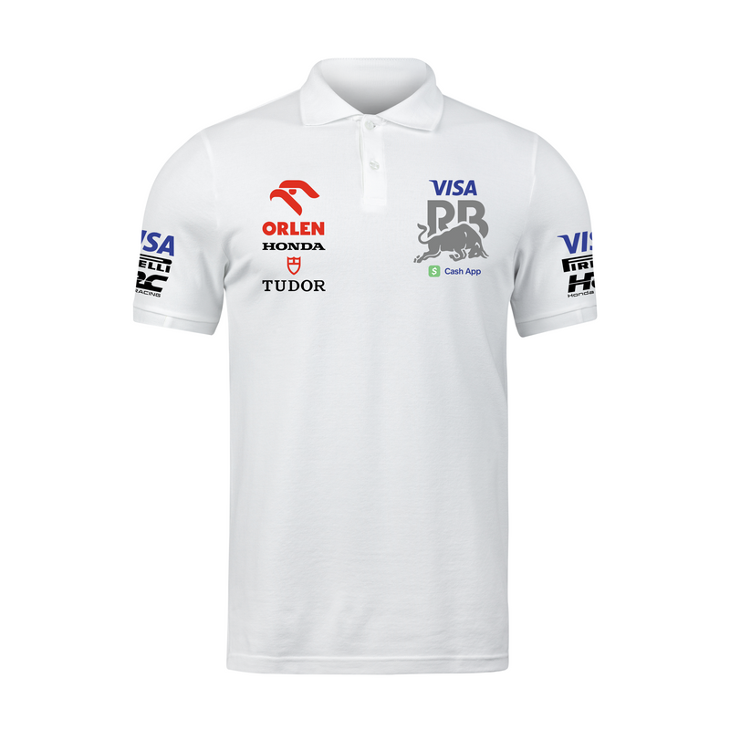 Camisa Polo Tsunoda Visa Racing Bulls Branca 2024