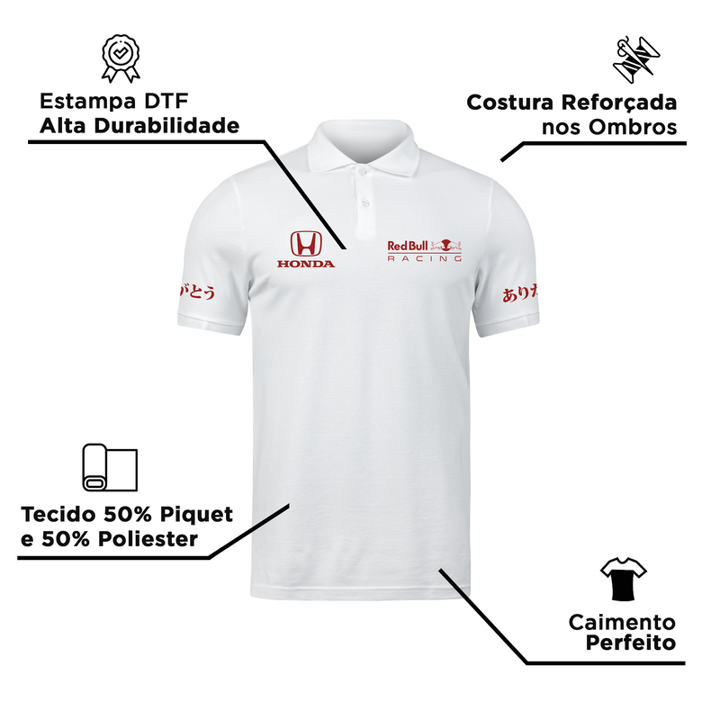 Camisa Polo Red Bull Honda Turquia 2021 Branco