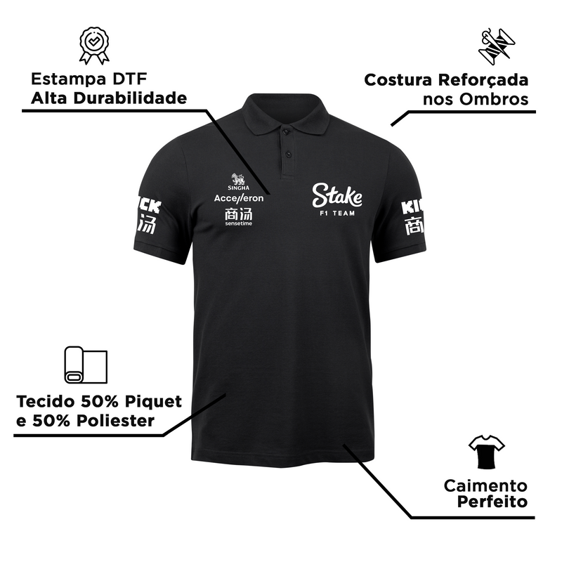 Camisa Polo Zhou Stake Sauber 2024 Preta