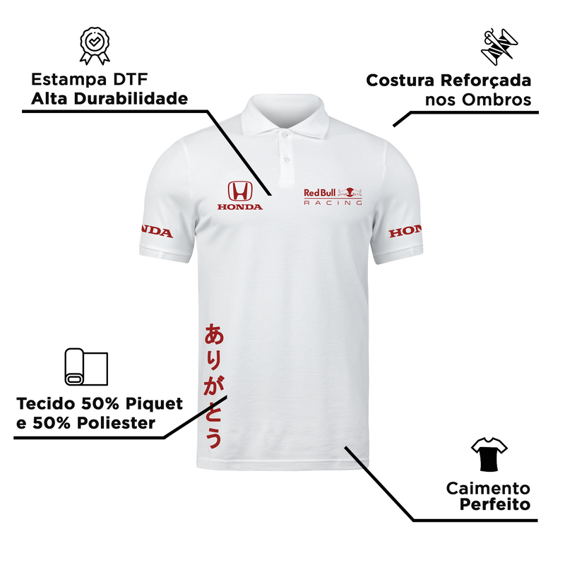 Camisa Polo Red Bull Honda Turquia 2021 Branco Versão 2