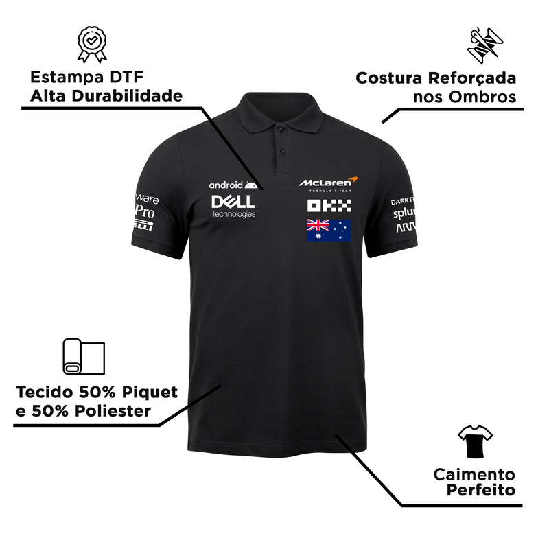 Camisa Polo Oscar Piastri Mclaren 2024 Preta