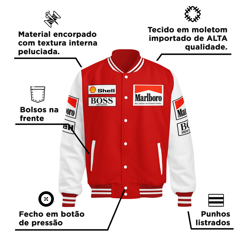 Jaqueta Mclaren Honda Marlboro Retrô