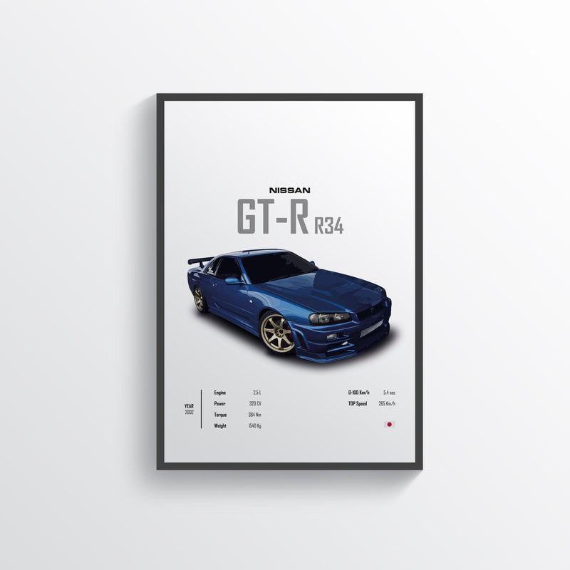 Quadro Decorativo Automotivo  - Nissan GTR R34