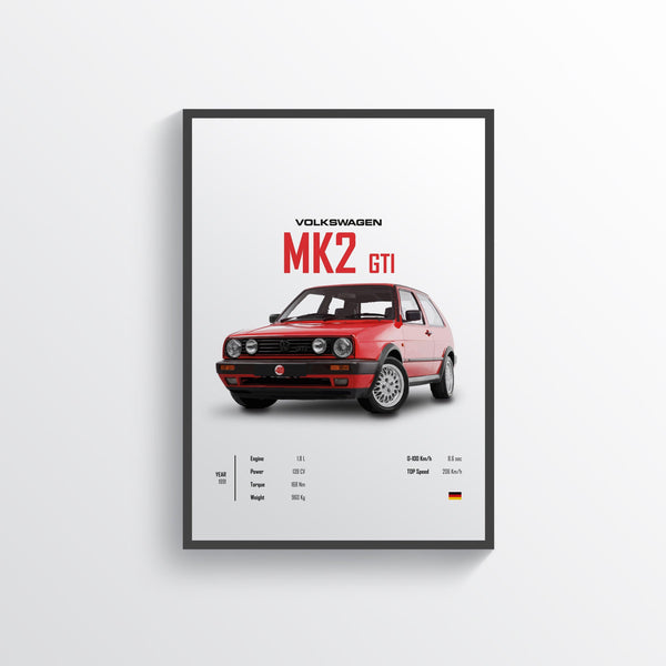 Quadro Decorativo Automotivo  - Volkswagen MK2 GTI