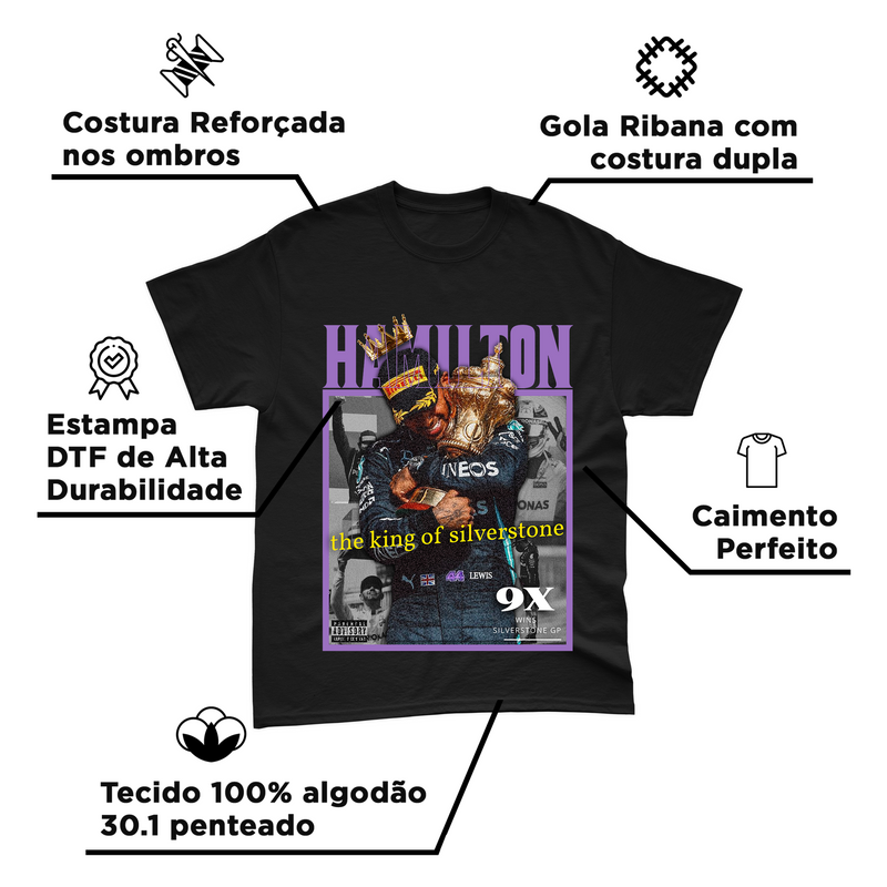 Camiseta Algodão Lewis Hamilton King Of Silverstone 2024