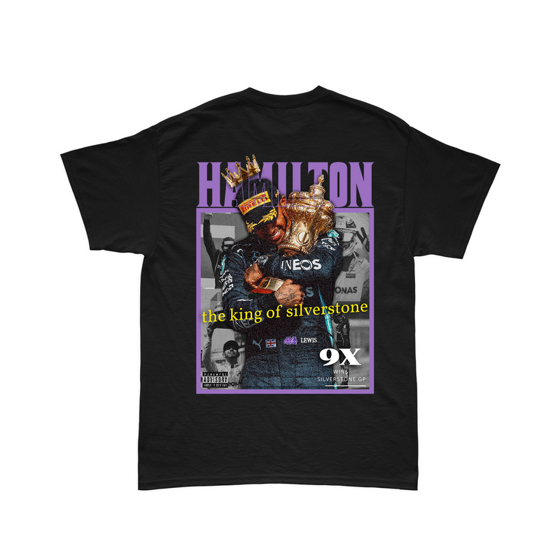 Camiseta Algodão Lewis Hamilton King Of Silverstone 2024 Estampa nas Costas